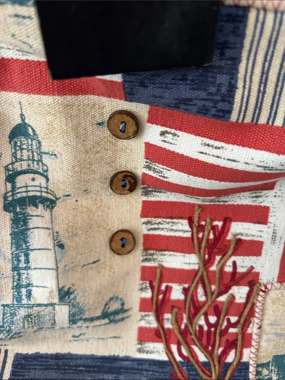 Paul Brent Seaside Patchwork Canvas Tote in Navy, Red, Cream